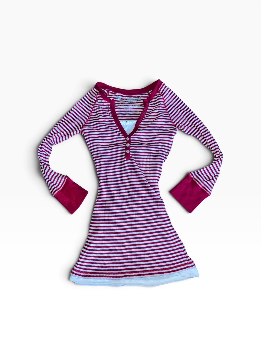 Y2K Energie Red White Striped Long Sleeve Top Juniors Small 2000s Vintage